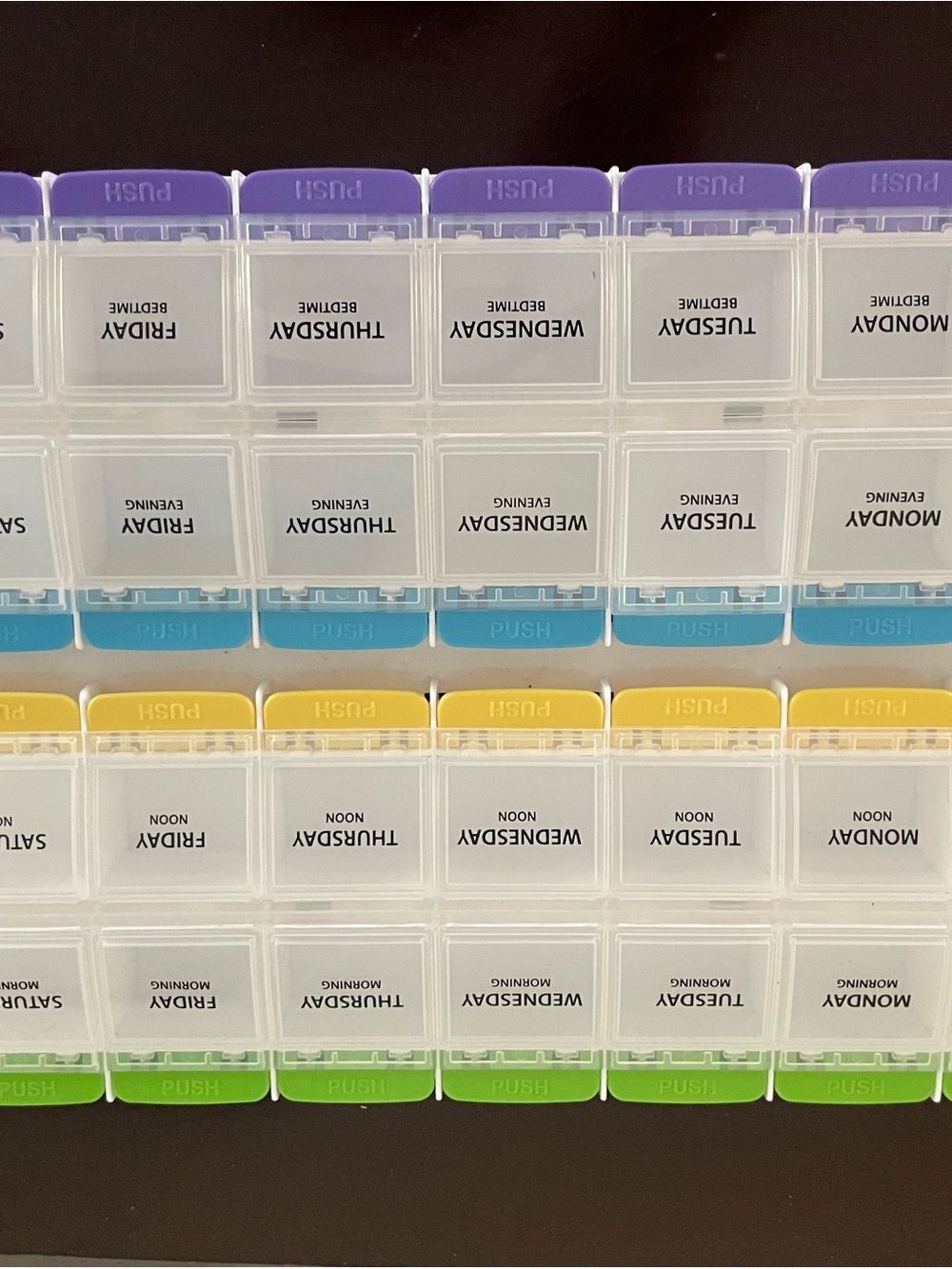 Weekly 28-Compartment Pill Organizer - Multi-Color